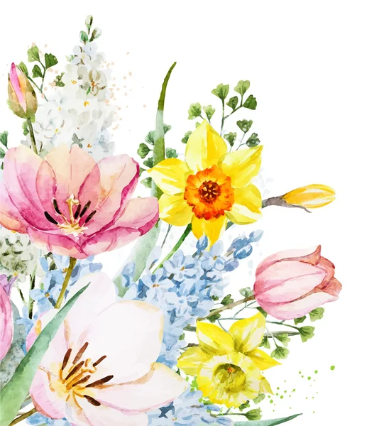 Acuarela composición floral — Vector de stock