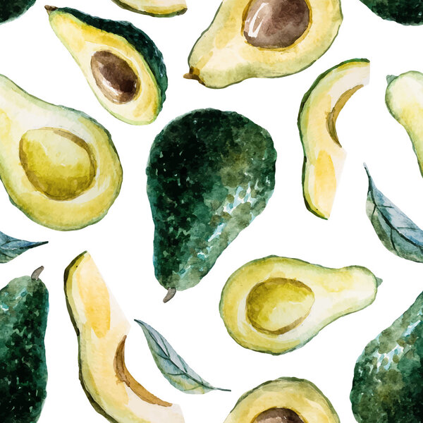 Watercolor avocado pattern