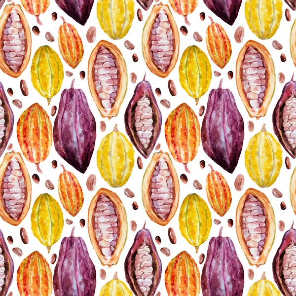 Aquarel cacao patroon — Stockvector