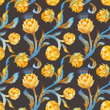 Suluboya art nouveau enginar desen