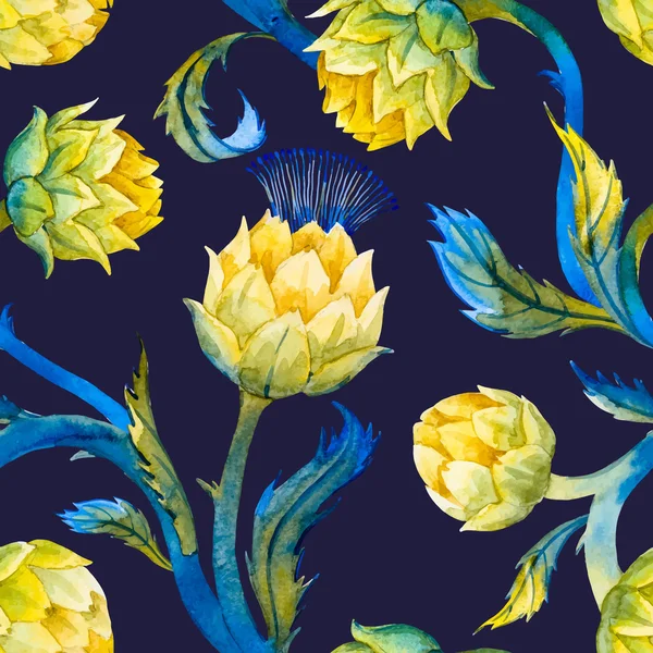 Aquarelle art nouveau motif artichaut — Image vectorielle