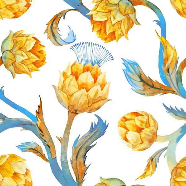 Aquarelle art nouveau motif artichaut — Image vectorielle