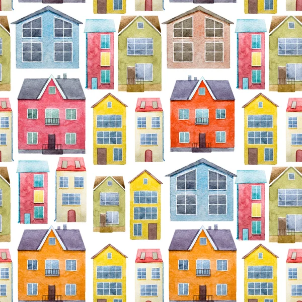 Vzorek akvarel domy — Stock fotografie