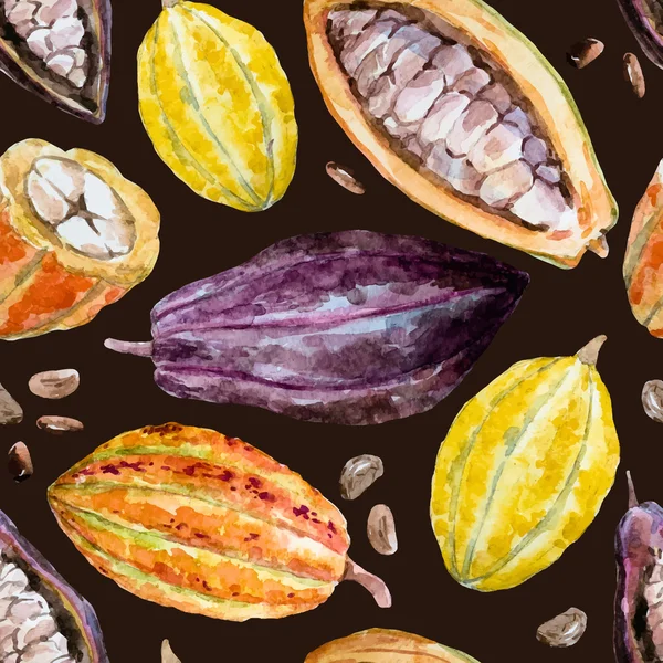 Aquarel cacao patroon — Stockvector