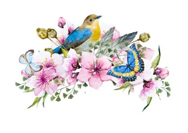 Suluboya çiçek kompozisyon