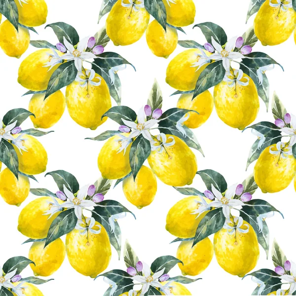 Patrón de limón acuarela — Vector de stock