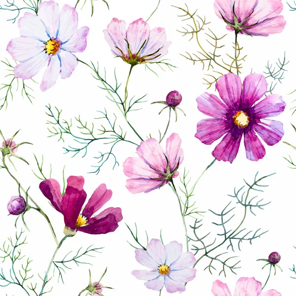 Aquarell Wildblumen Muster — Stockvektor