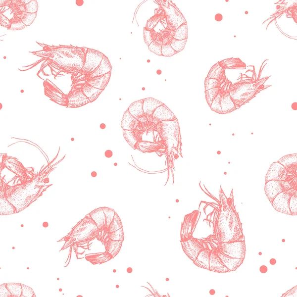 Hand drawn shrimp pattern — Stock Vector