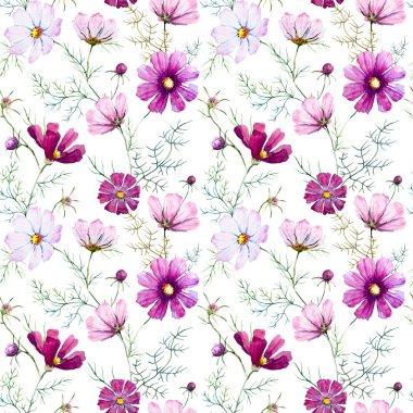 Suluboya yabani çiçek deseni