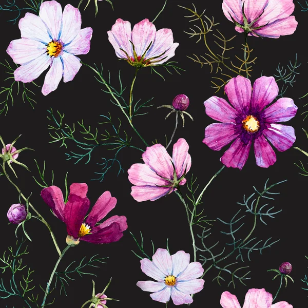 Suluboya yabani çiçek deseni — Stok fotoğraf