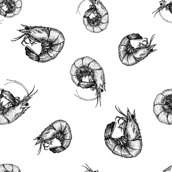 手画的虾模式 — 图库矢量图片
