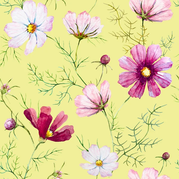 Watercolor wild flowers pattern — Stock Photo, Image