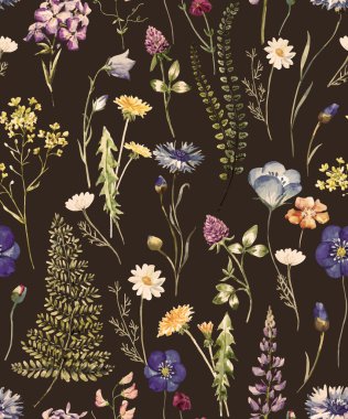 Suluboya yabani çiçek deseni