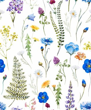 Suluboya yabani çiçek deseni