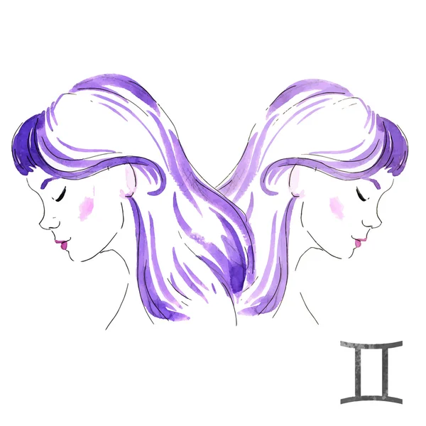 Aquarelle Gemini fille — Image vectorielle