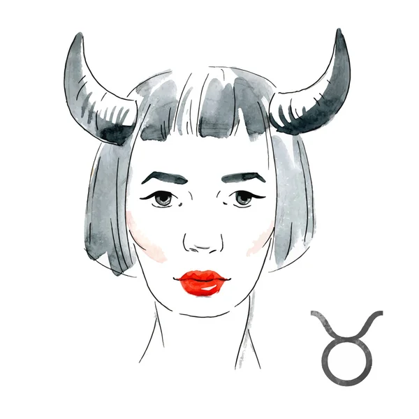 Acuarela chica Taurus — Vector de stock