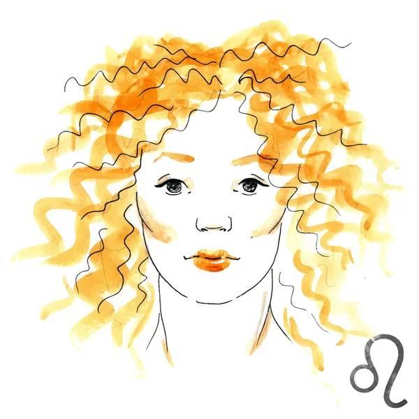 Aquarelle Leo fille — Image vectorielle