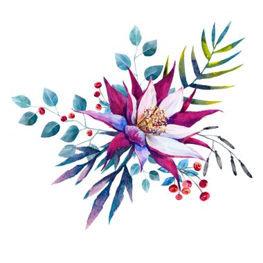 Suluboya tropikal kompozisyon