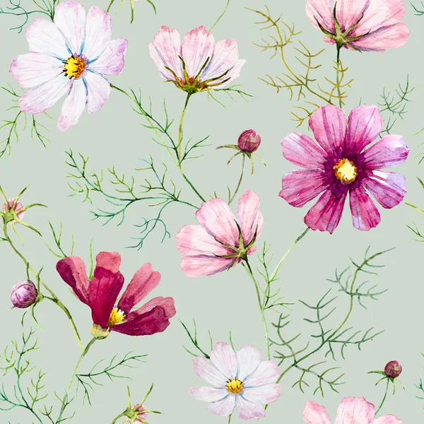 Watercolor wild flowers pattern — Stock Photo, Image