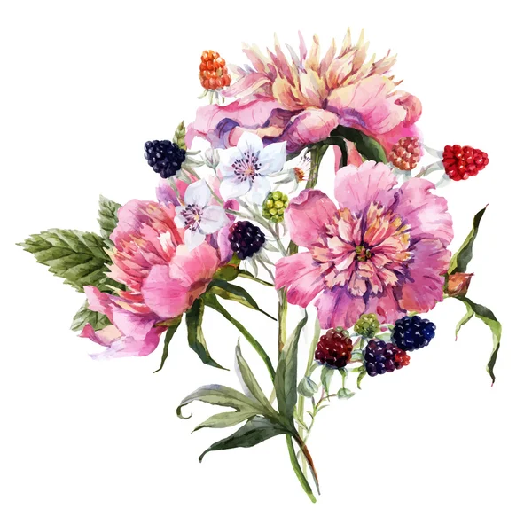 Aquarel bloemenboeket — Stockvector