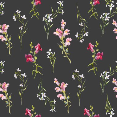 Watercolor snapdragons pattern clipart