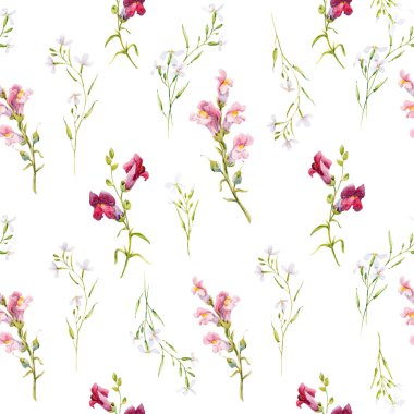 Watercolor snapdragons pattern clipart