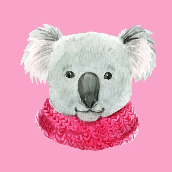 Koala in a pink scarf — Stock Vector