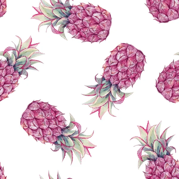 Mooi vector naadloos patroon met aquarel ananas. Voorraadillustratie. — Stockvector