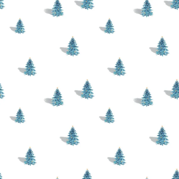 Schönes nahtloses Muster mit aquarellfarbenem Weihnachtsbaum. Archivbild. — Stockfoto