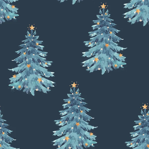 Magnifique motif sans couture avec aquarelle sapin de Noël. Illustration de stock. — Photo