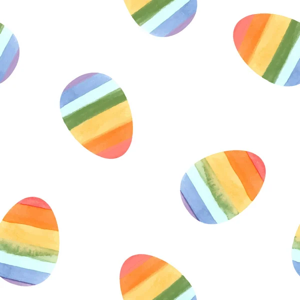 Beautiful vector seamless pattern with watercolor colorful easter eggs, Stock illustration. — Stock Vector