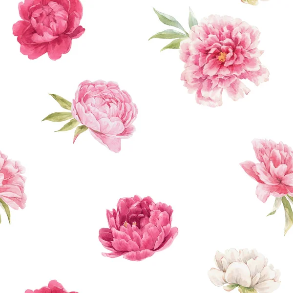 Mooie naadloze bloemenpatroon met de hand getrokken aquarel zachte roze pioenroos bloemen. Voorraadillusie. — Stockfoto