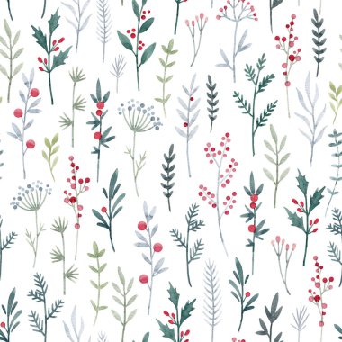 Çiçeksiz desenli, tatlı suluboya elleriyle yabani çiçekler çizmiş. Stok illüstrasyonu.