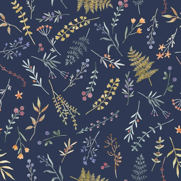 Schöne florale nahtlose Muster mit niedlichen Aquarell handgezeichneten Wildblumen. Archivbild. — Stockfoto