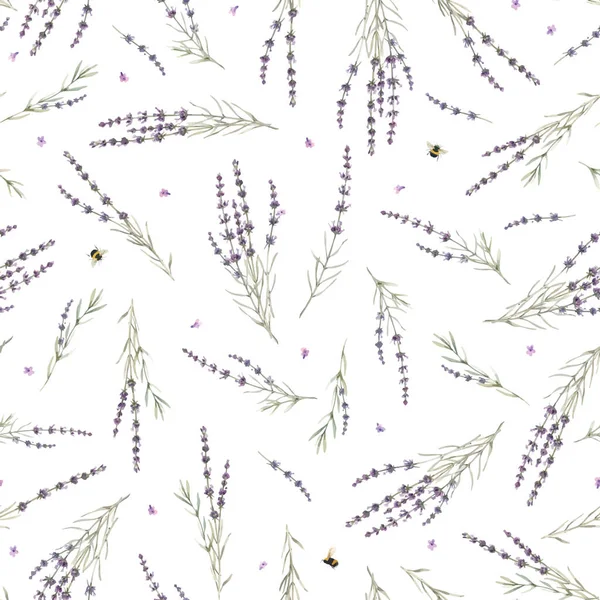 Schöne Vektor nahtlose florale Provence-Muster mit Aquarell handgezeichneten sanften Lavendelblüten. Archivbild. — Stockvektor