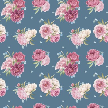 Güzel vektörsüz çiçek desenli, elle çizilmiş suluboya yumuşak pembe şakayık çiçekleri. Stok resimlemesi.