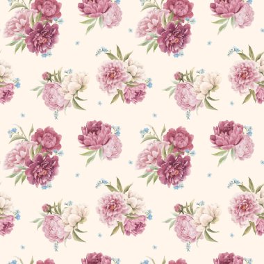 Güzel vektörsüz çiçek desenli, elle çizilmiş suluboya yumuşak pembe şakayık çiçekleri. Stok resimlemesi.