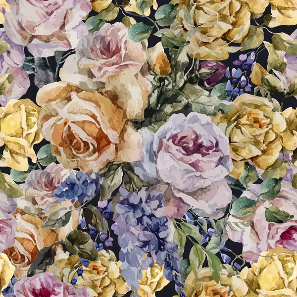 Acuarela flores papel pintado — Vector de stock