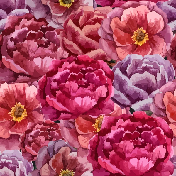 Magnifique motif aquarelle avec pivoines — Image vectorielle