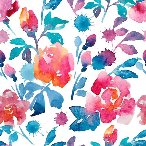 Rose, aquarel, patroon — Stockfoto