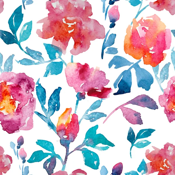 玫瑰，水彩，图案 — 图库照片