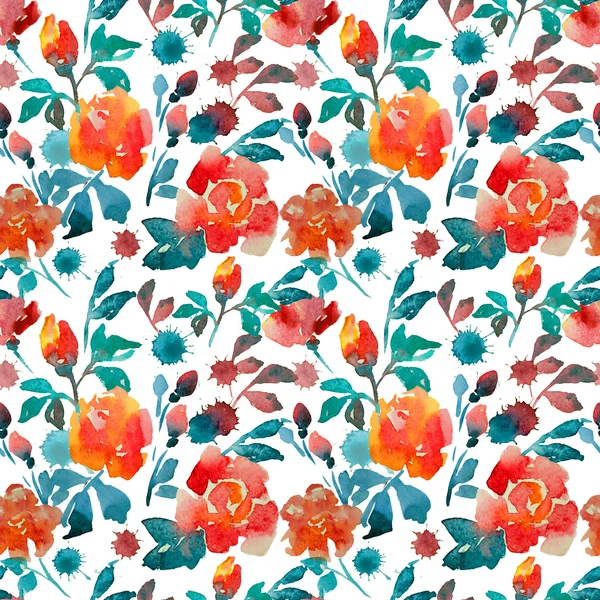Rose, watercolor, pattern — Stock Photo, Image