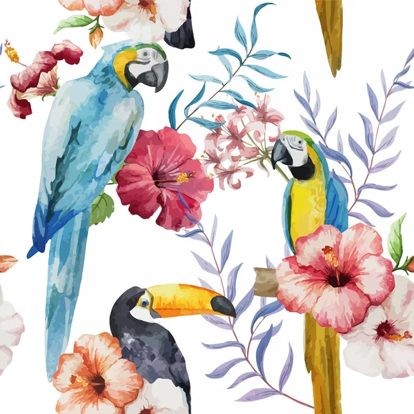 Modèle tropical avec des oiseaux — Image vectorielle