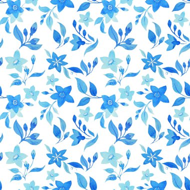 Vintage mavi çiçek deseni