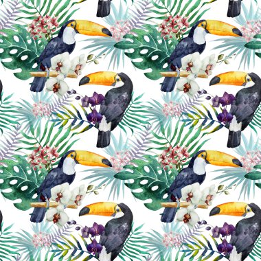 Kuşlarla tropikal desen