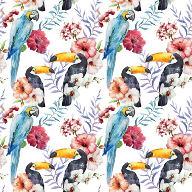 Kuşlarla tropikal desen