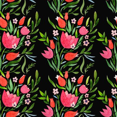 Lale ile suluboya doğal arka plan