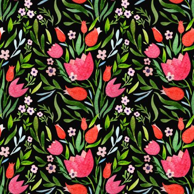 Lale ile suluboya doğal arka plan