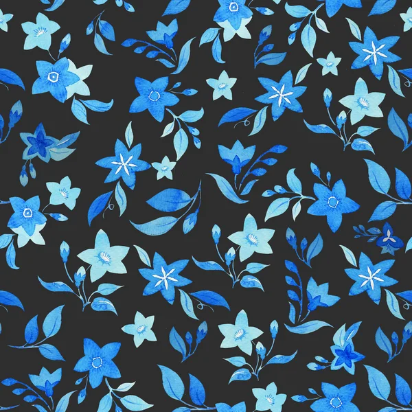 Vintage blauwe veldboeket patroon — Stockfoto