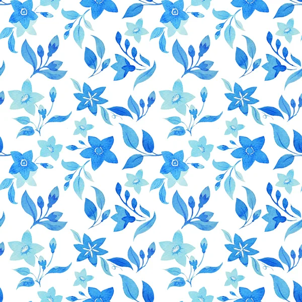 Vintage blå blommor mönster — Stockfoto